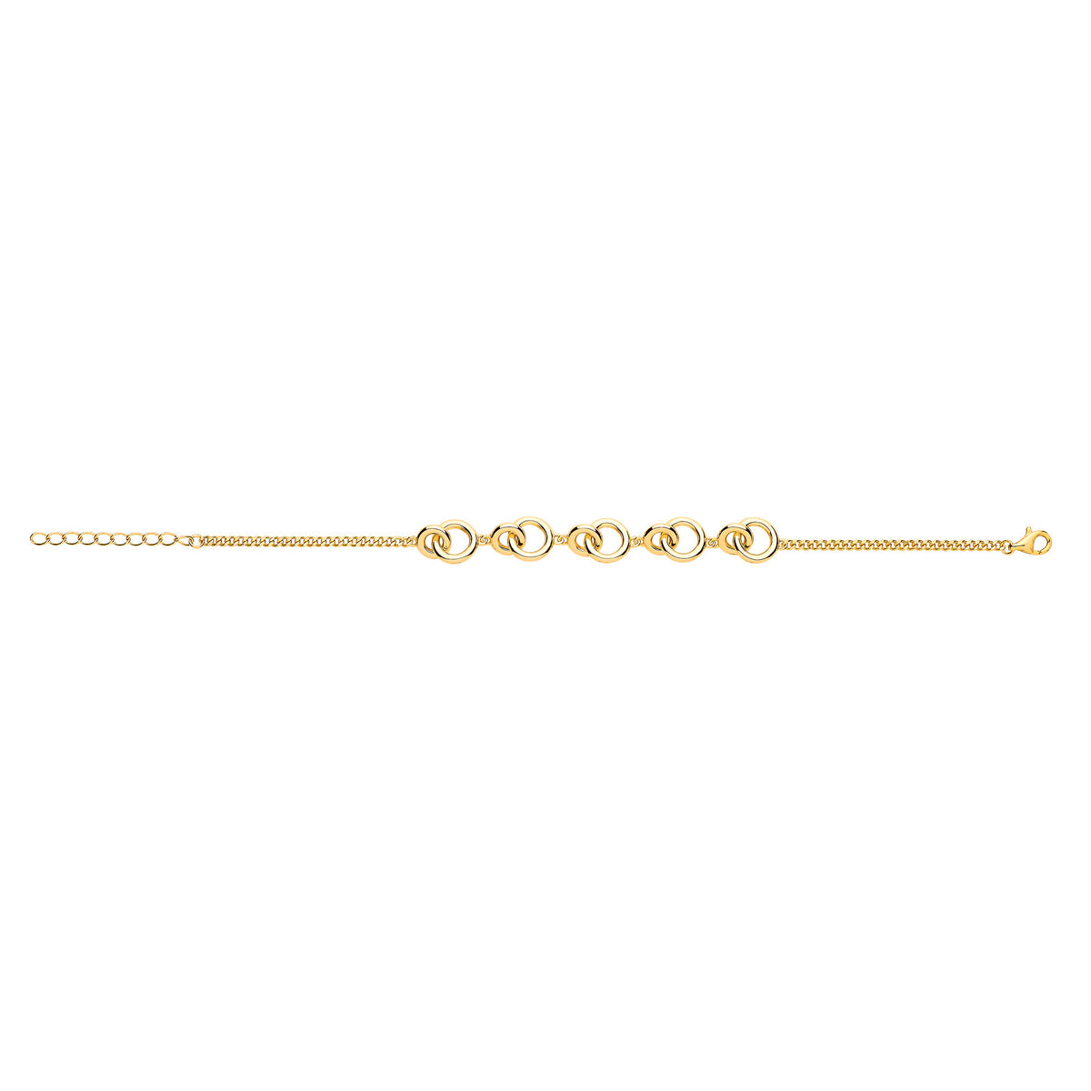 SILVER GOLD PLATED INTERLOCKING CIRCLE & CURB BRACELET