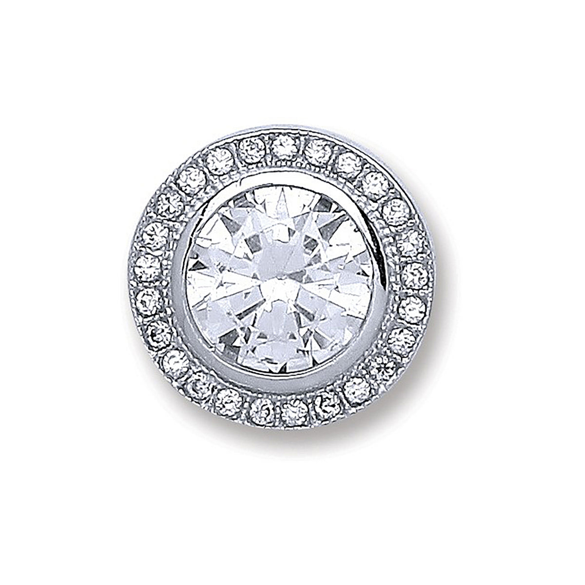 SILVER RND CZ SET HALO SURROUND PENDANT ONLY