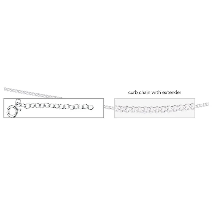 SILVER 16-18" CURB PENDANT CHAIN WITH EXTENDER SECTION
