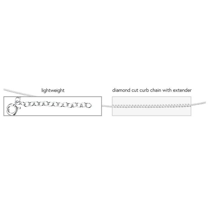 SILVER 16-18" FINE CURB PEND CHAIN WITH EXTENSION