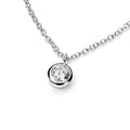 SILVER CLR RND CZ RUB SET PEND ON TRACE CHAIN