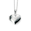 SILVER HEART SHAPE HAMMERED PATT LOCKET ON TRACE CHAIN.