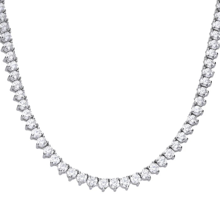 SILVER ZIRCON DIAMONFIRE CLAW SET TENNIS NECKLACE