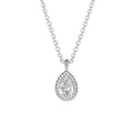 SILV RHODIUM CZ TEARDROP PENDANT & FINE TRACE CHAIN
