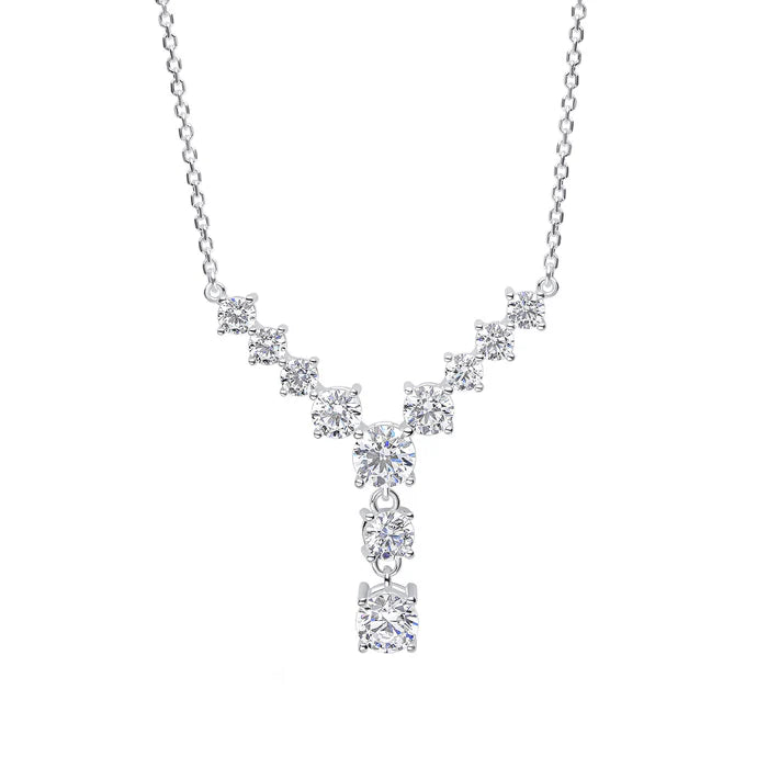 SILVER GRADUATED CZ DROP N'LET CHAIN