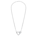 SILVER 18" ELONGATED OPEN LINK SOLID HEART CLASP N'LET