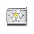330322/01 NOM SILV WHT & YELLOW CZ FLOWER CHARM
