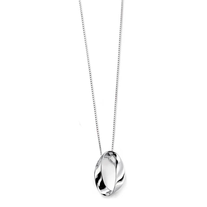 SILVER OPEN POLISHED OVAL TWIST PENDANT