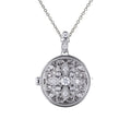 SILVER ZIRC DIAMONFIRE ROUND FILIGREE ORNATE LOCKET PENDANT & CHAIN by DIAMONFIRE