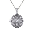 SILVER ZIRC DIAMONFIRE ROUND FILIGREE ORNATE LOCKET PENDANT & CHAIN by DIAMONFIRE