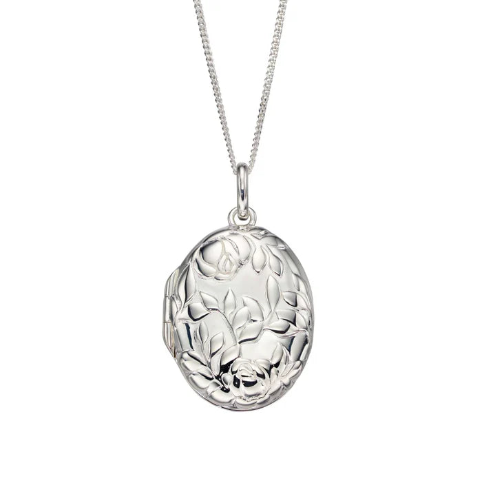 SILVER OVAL SHAPE FULL EMBOSSED LOCKET