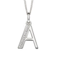 SILVER INITIAL A ART DECO CZ SET ON FINE CURB CHAIN