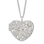SILVER HEART SHAPE ORNATE CAGE LOCKET