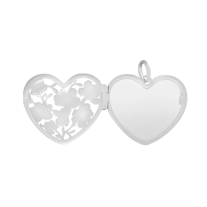 SILVER HEART SHAPE ORNATE CAGE LOCKET