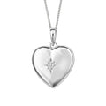 SILVER HEART SHAPE STAR SET CZ LOCKET