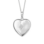 SILVER HEART SHAPE STAR SET CZ LOCKET