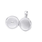 SILVER ROUND SHAPE RUB SET CZ STARBURST LOCKET