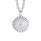 SILVER ROUND SHAPE RUB SET CZ STARBURST LOCKET