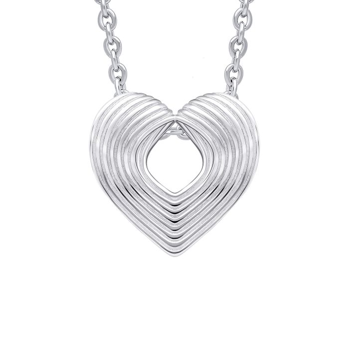 SILVER LINED OPEN HEART PEND