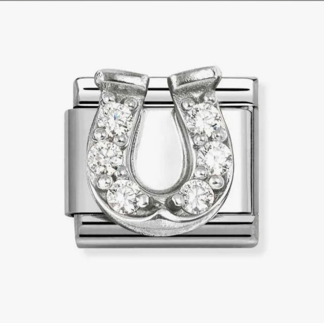 330304/51 NOM HORSE SHOE MULTI CZ SILV SHNE - CL SYMBOLS