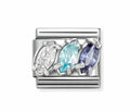 330329/19 NOMINATION SILVER CZ WHITE, L. BLUE & BLUE STONE CHARM