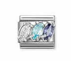 330329/19 NOMINATION SILVER CZ WHITE, L. BLUE & BLUE STONE CHARM