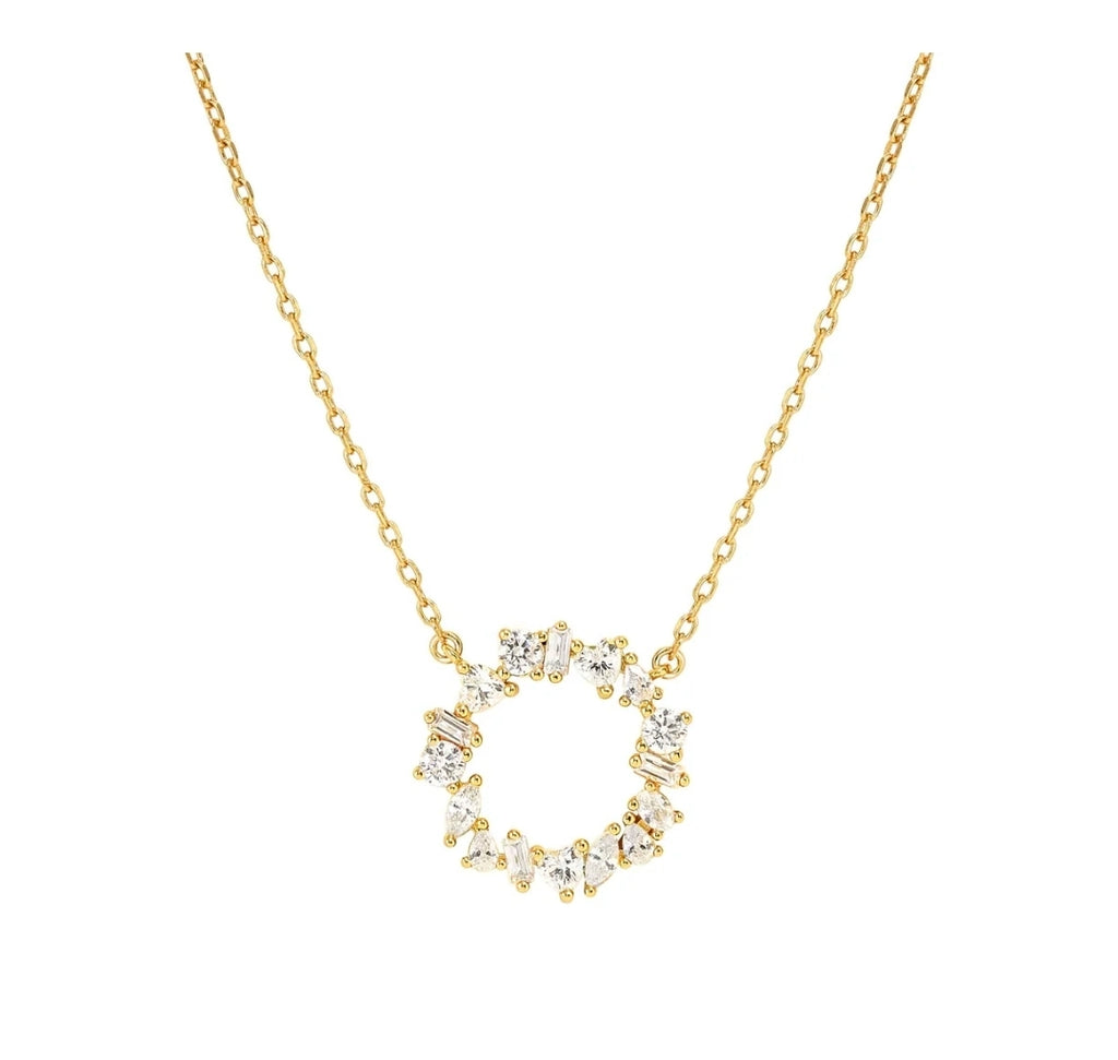 149884/020 NOMINATION SILVER GOLD PLATED WHT CZ HEART NECKLET - COLOR WAVE