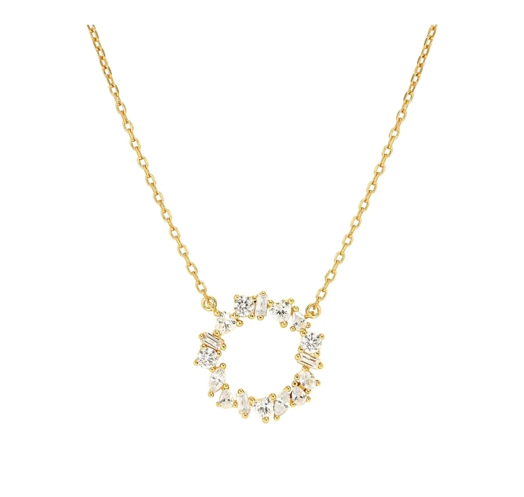 149884/020 NOMINATION SILVER GOLD PLATED WHT CZ HEART NECKLET - COLOR WAVE