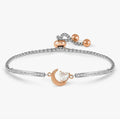 028020/038 SS MILLELUCI SILVER & ROSE GOLD STEEL CZ & MOON TOGGLE BRACELET