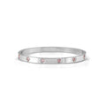 029529/002 NOMINATION STEEL FINISH PINK CZ HEART MEDIUM SIZE PRETTY BANGLE