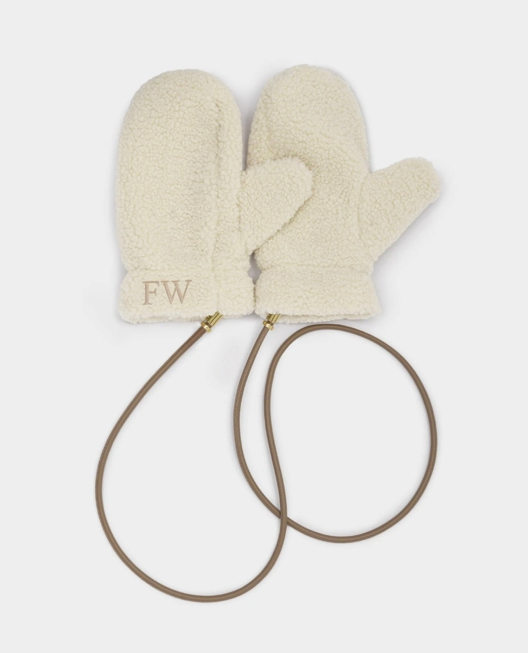 KATIE LOXTON CREAM TEDDY MITTENS WITH CORD