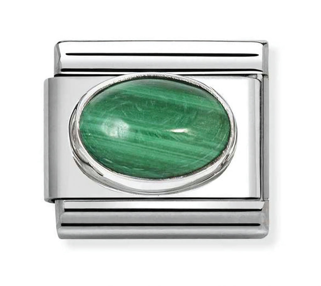 Nomination Classic Silver Oval Malachite Charm