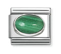 Nomination Classic Silver Oval Malachite Charm