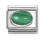 Nomination Classic Silver Oval Malachite Charm