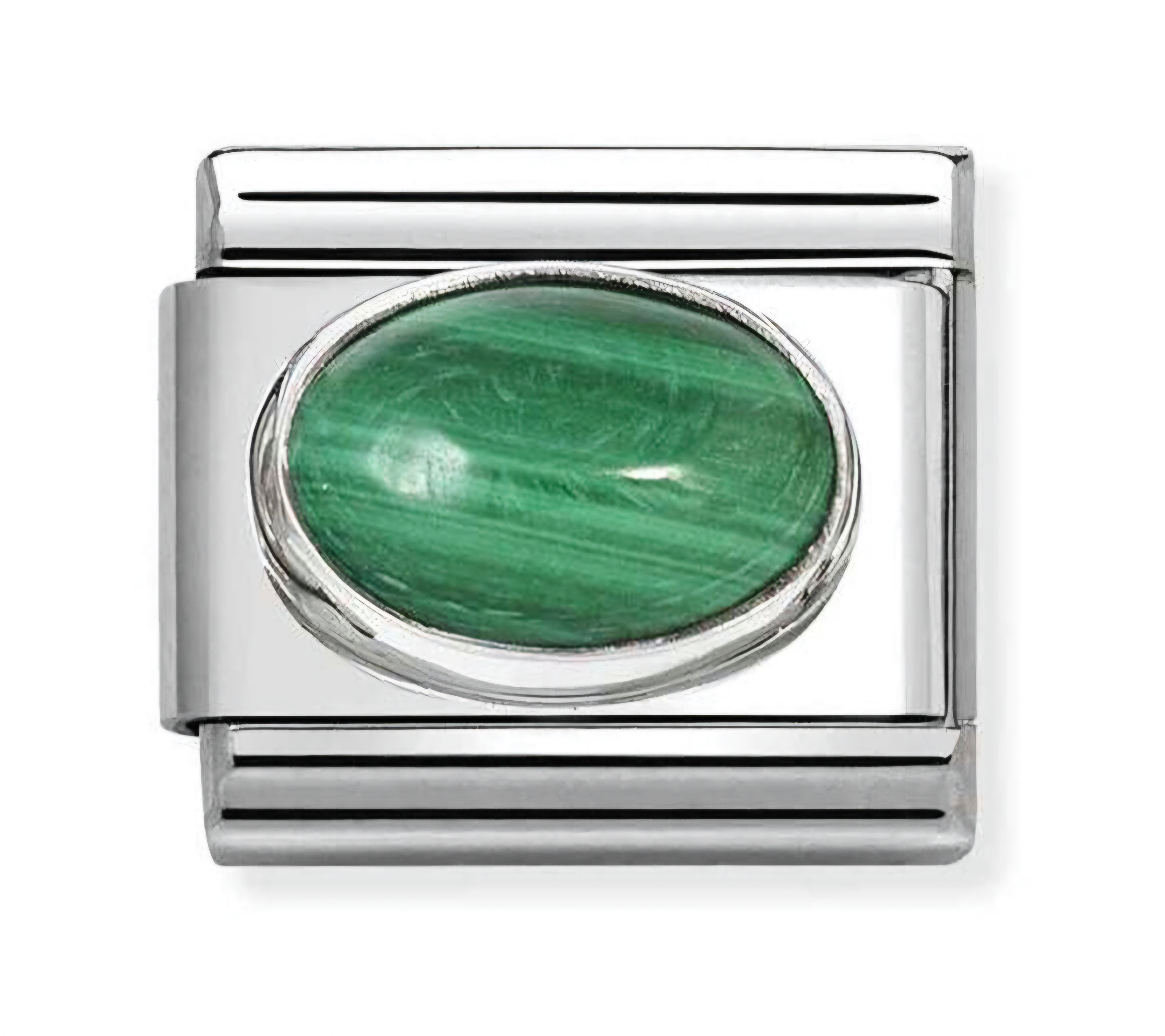 Nomination Classic Silver Oval Malachite Charm