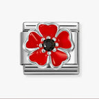 330321/19 NOMINATION SILVER CZ RED & BLACK SHADED BLOSSOM CHARM