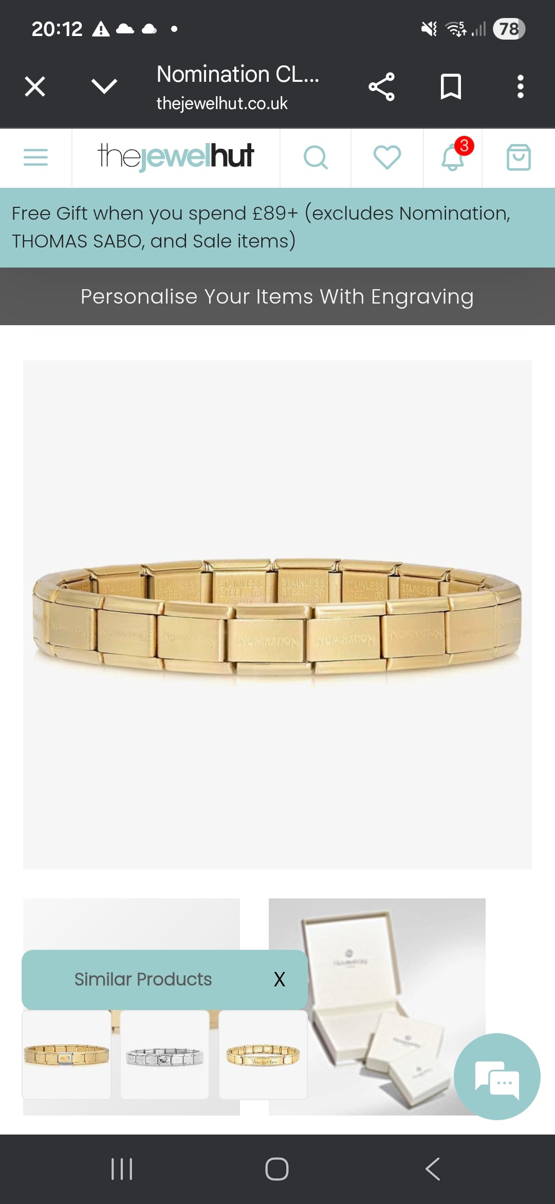 030001/065 MATT GOLD NOM CLASSIC PLATE SING LINK