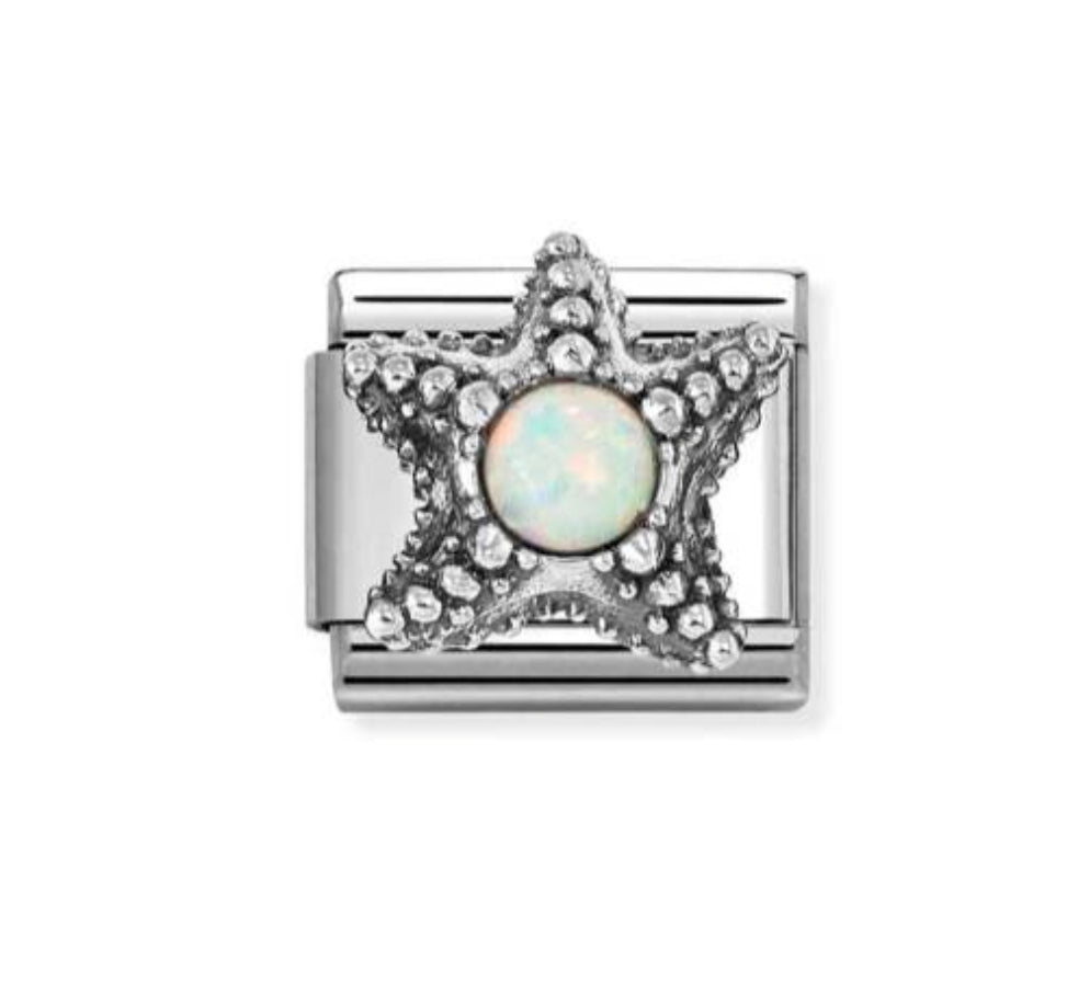 330511/05 NOMINATION SILVER OPAL SET STARFISH CHARM - STONE SYMBOLS