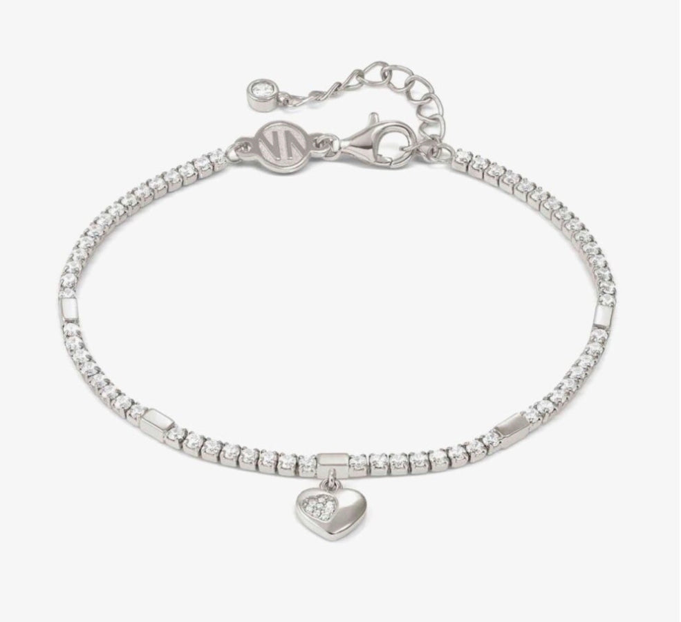 242302/004 Petit Sparkle Silver Zirconia Tennis Heart Pendant Bracelet