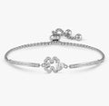 028019/006 SS MILLELUCI SILVER STEEL CZ & FOUR LEAF CLOVER TOGGLE BRACELET