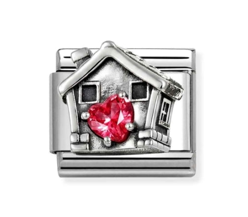 330327/32 NOMINATION RED CZ HEART HOUSE CHARM