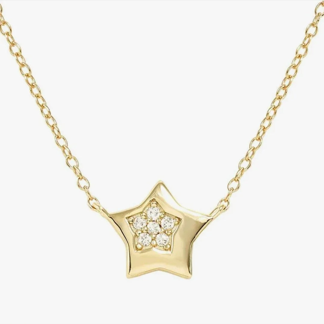 242303/009 Petit Sparkle Gold Plated & Zirconia Star Necklet