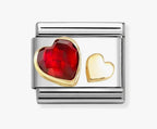 030613/05 NOM RED CZ & GOLD HEART - CZ FACET SYMBOL