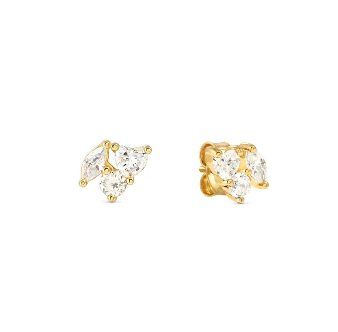 149887/020 NOMINATION SILVER GOLD PLATED WHT CZ STUD EARRINGS - COLOR WAVE