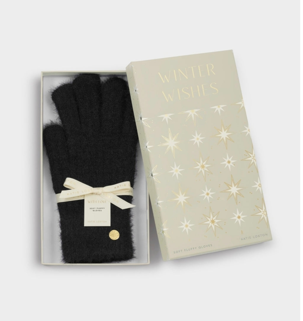 KATIE LOXTON BLACK SOFT KNIT GLOVES | GIFT BOXED