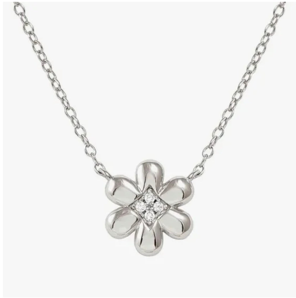 242303/010 Petit Sparkle Silver & Zirconia Flower Necklet