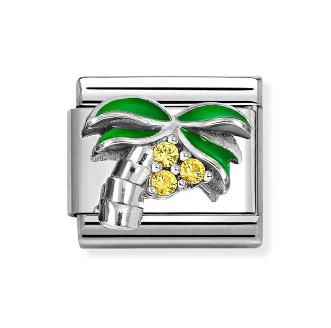 330328/22 NOMINATION SILVER YELLOW CZ PAVE PALM TREE  CHARM