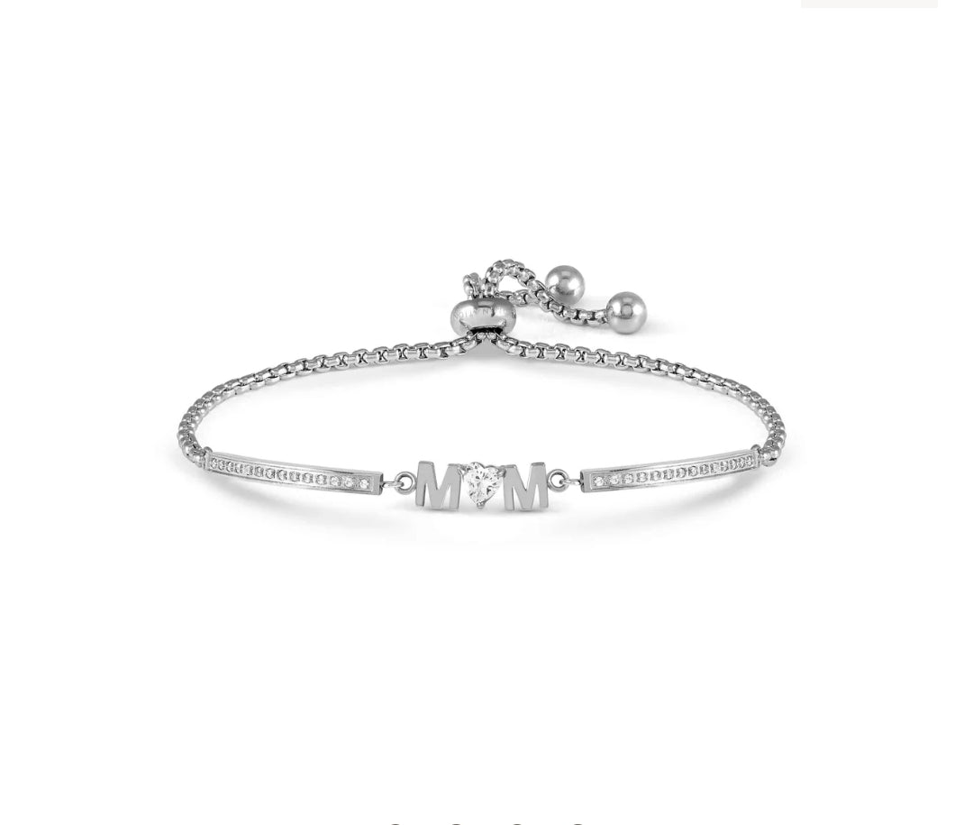 028025/002 SS MILLELUCI SILVER SS CZ MOM TOGGLE BRACELET