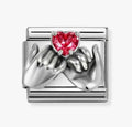 330327/33 NOMINATION RED CZ HEART HANDS CHARM