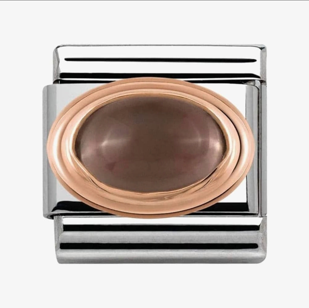 430501/29 NOM ROSE GOLD OVAL SMOKY QUARTZ STONE